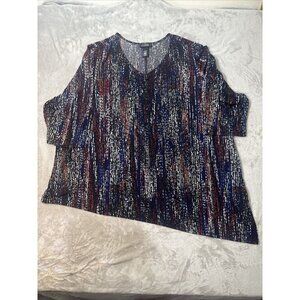 Women’s Any Wear By Catherines Blouse Multicolored 3/4 Sleeve Plus Size 3X 26/28